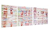 KunstLoft® Acryl Gemälde 'Welt in Rosa' 150x50cm | original handgemalte Leinwand Bilder XXL | Abstrakt dreiteilig bunt rosa Bunt | Wandbild Acrylbild Moderne Kunst mehrteilig mit Rahmen