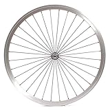 KHE Fixie Laufrad vorne 700c 28" Industriegelagert 32 Loch Silber Doppelkammerfelge