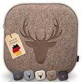 kontor28® - Sitzkissen Filz handgefertigt Made IN Germany | Sitzkissen Stuhl 37,5 x 37,5 cm aus rPET-Filz weiche und robuste Polsterung | Sitzauflage Stuhl für In- und Outdoor | naturmeliert 1er-Set