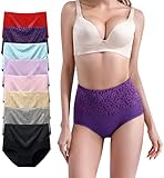 YOULEHE Unterhosen Damen Baumwolle Hohe Taille Weich Atmungsaktiv Unterwäsche (8er Pack-Mehrfarbig 01, XL)