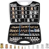 CCLIFE 500tlg Nietmuttern Sortiment M3 M4 M5 M6 M8 M10 Flachkopf Gewindenieten Blindnietmuttern Einnietmutter Alu & Verzinkt Stahl Rivet Nuts