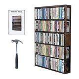 Kassettenregal aus Holz, großer Stauraum, für bis zu 115 Kassettenbänder, Wandmontage, 43,2 x 64,5 x 7 cm, perfekt für Kassettensammlungen, Drahtgeflecht auf beiden Seiten, rustikal