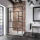 Schulte D369110 68 1660 Duschwand Alexa Style 2,0 Walk In Black Style, 120 x 200 cm, 6 mm Sicherheitsglas Dekor Atelier 1 fixil beschichtet, schwarz matt, Montage auf Duschwanne oder Fliese