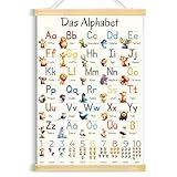 Yezirzax ABC Poster 31x44 cm für Kinder - Alphabet und Zahlen Lernen für Kinderzimmer, Kindergarten, Vorschule, Grundschule - Buchstaben Grundschrift Geschenk