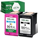 KELNG Wiederaufbereitet 901XL Patronen Kompatibe für HP 901 901XL Druckerpatronen für HP Officejet 4500 G510 J4524 J4535 J4580 J4585 J4624 J4660 J4680 Series (1 Schwarz, 1 Farbe)