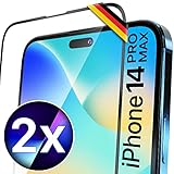 UTECTION [PERFEKTE PASSFORM] 2X Exklusives Schutzglas für iPhone 14 PRO MAX [6.7" FULL SCREEN] > KEINE Blasen dank innovativer Klebertechnologie > Deutsches Tutorial für kinderleichte Anbringung