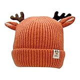 MINGCHE Kinder Wintermütze Neue Winter 3-15 Jahre Baby Beanie Mütze Set Kleinkind Gestrickte Jungen Mädchen und Strickmütze Cap Strick Dicke Skimütze, Orange, Einheitsgröße