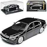 Cararama B-M-W 7er E65 Limousine Schwarz 2001-2008 mit Sockel und Vitrine 1/43 Modell Auto mit individiuellem Wunschkennzeichen
