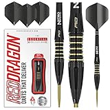 RED DRAGON Clarion Black 22g Tungsten Darts Set with Flights and Stems