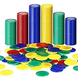 Harrycle* 400 Stück Pokerchips Plastik Pfandmarken Essensmarken Wertmarken Chips Bingo Chips Casino Poker Chip Set Party Spielbelohnung 4 Farben Blanko Zählchips für Mathematik Kinder Lehrer Belohnung