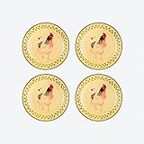 Hagen Grote Traditionelles Hahnengeschirr: Dessert- und Frühstücksteller, 4 Stück, Ø 21 cm, dekoratives Landhaus-Motiv