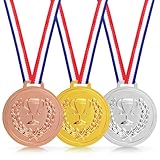 Grevosea 3 Stück Gewinner Medaillen 1., 2. Und 3. Medaillen Auszeichnungen Plastik Medaillen Kunststoff Medaillen Gold Kinder für Sport,Wettbewerbe Auszeichnungen,Party,Weizenähren Trophäen Medaillen