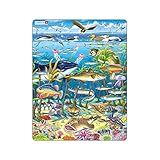 Larsen Puzzles FH13 Kinder Rahmenpuzzle Meeresleben Nordatlantik, 60 Teile, ab 4 Jahre, Lernspielzeug, Konzentration, Spielspaß
