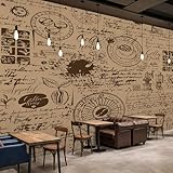 PaxGloz Fototapete Kaffee Vintage Schrift Tapete Kaffeebohnen Coffee Küche Café Tapeten Vliestapete Modern Wandtapete Wohnzimmer Schlafzimmer Esszimmer Wanddeko Motivtapeten 150 x 105 cm (B x H)