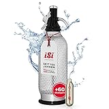 ISI Soda Maker Classic 1L inkl. 6 x 10 CO2 Kapseln für Soda & Sprudel - Vintage Wassersprudler Set aus PEN-Flasche mit 100% Edelstahlgewebe + CO2 Kartuschen - Wasser Sprudler - Bar Zubehör