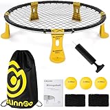 Gziztx Roundnet Outdoor Spieleset mit Lichtern, inklusive 3 Bällen, Spielnetz und Wettkampfnetz, Tasche, Pumpe und Anleitung. Genießen Sie jetzt Strandspiele