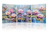 Piy Painting 3 Stück Künstlerische Blumen Bilder Mit Rahmen Rosa Lilien Natur Leinwand Bilder Kunstdrucke Korporativ Wandbilder Gemälde Wohnzimmer Wandkunst Schlafzimmer Küche 30x40 cm/16×12 inch