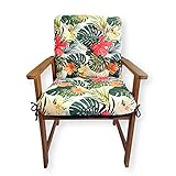 4L Textil Gartenstuhlauflagen Niedriglehner Auflage Gartenstühle Sitzauflagen Sitzkissen Niederlehner Sitzkissen Hochlehner Auflagen (50x50x50 cm, Blumen Grün)