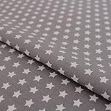Baumwollstoff Sterne Grau – Stoff Meterware 150 cm breit, weicher Baumwollstoff für Kinder, Weihnachten & Deko, pflegeleicht, ideal zum Nähen von Kleidung, Bettwäsche, Vorhängen & Kissen