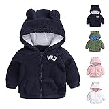 Neugeborenen Baby Jungen Mädchen Cartoon Fleece Kapuzenjacke Mantel mit Ohren Warme Outwear Mantel Reißverschluss Bis Coat,Blau,3-6M(Tag 6)
