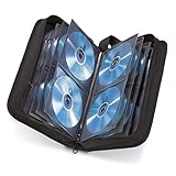 Hama CD Tasche für 64 Discs/CD/DVD/Blu-ray (Mappe zur Aufbewahrung, platzsparend für Auto und Zuhause, Transport-Hüllen) Schwarz
