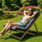 Nature LOUNGE Liegesessel XL – 132x75x40 cm - Stabiler Kautschuk Relax Liegestuhl mit hohem Sitz und Liegekomfort