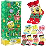 Get Trend SpongeBob Schwammkopf Socken Adventskalender Kinder 2025, 24 Paar Lustige Socken 31-36, Countdown Kalender Geschenke für Kinder Teenager (Multi SpongeBob)