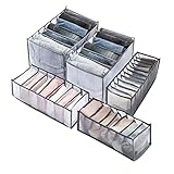 5 Stück Schubladen-Organizer Faltbare Mesh-Aufbewahrungsbox für Schals Jeans Faltbare UnterwäSche-Aufbewahrungsbox für Schubladen mit 7 Fächern für Hosen, Shirt, BHs und Krawatten