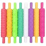 VIONNPPT 8 Set Teigroller Nudelholz mit Muster Prägung, geprägte Nudelhölzer, Für Dekorationen, Fondant, Teig, Mit verschiedenen Mustern in leuchtenden Farben