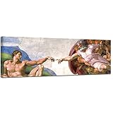 Bilderdepot24 Bild auf Leinwand | Michelangelo Die Erschaffung Adams in 90x30 cm als Wandbild | Wand-deko Dekoration Wohnung alte Meister | 180211-90x30
