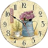 Toudorp Wanduhr, 20,3 cm, französische Blumen, batteriebetrieben, arabische Ziffern, dekorative Wanduhren für Küche, Büro, Klassenzimmer – Kaffee und Blumen