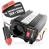 ABSINA 12V auf 230V Spannungswandler - Modifizierter Sinus Wechselrichter 12V auf 230V - Inverter 300W mit 600W Spitzenleistung - Stromwandler, modifizierter Sinus Spannungswandler Auto