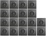 MC POWER - 18er Pack Steckdosen mit Rahmen | FLAIR | Wandsteckdosen Set inklusive Rahmen, Klemmanschluss anthrazit, matt