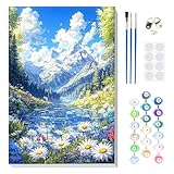 MOGTAA Malen Nach Zahlen Erwachsene mit Rahmen, Malen Nach Zahlen Berg Landschaft, DIY Ölgemälde Leinwand Set Acrylic Malerei Bilder für Home Dekor, 20x30cm