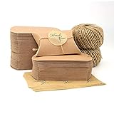 VEESUN 120 STK Klein Geschenkschachtel Kraftpapier Tüten Geschenkbox mit Danke Aufkleber, 6x9cm Braunes DIY Gastgeschenke Hochzeit , Pralinenschachtel Leer Schachtel Kinder Geburtstag Party, MEHRWEG
