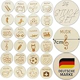 24 Stück Kinderzimmer Ordnungsetiketten aus Holz – passend für IKEA Trofast – individuell zusammenstellbar – ideal zur Spielzeug-Aufbewahrung, Klebepunkte enthalten