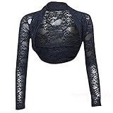 krautwear Damen Bolero Langarm Stola Bolerojacke Hochzeit Festlich Spitze schwarz weiß rot beige blau pink
