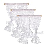 Kisangel Mini Vorhang Puppenhaus, 3StüCke Spitzenvorhang Teiliges Modell Miniaturen FüR PuppenhäUser Fensterdekoration