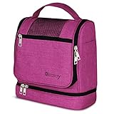 DELAWAY XXL Kulturbeutel zum Aufhängen [Design 2023] Große Kulturtasche für Damen, Herren mit Kofferhalterung und separatem Nassfach - Waschtasche für Männer & Frauen (Pink Neu)