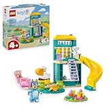 LEGO Bluey Playground Fun with Bluey and Chloe - Toy for 4+ Year Old Girls & Boys - incl. 2 Minifigures, a Functional Pink See-Saw, Slide, Climbing Frame & 3 Plants - Gift for TV Show Fans - 11201