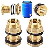 Begpoee 2 Stück Tankverschraubung Inklusive, Messing Tankverschraubung, Fassverschraubung, Mit 1/2 Zoll Außengewinde x 3/8 Zoll Innengewinde, Für Wasserhähne, Wassertonnen & Wassertanks(Gelb)