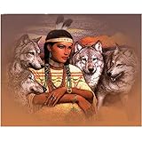 HHHU Puzzles 1000 Teile Für Erwachsene Kinder， Indian Woman Wolf Puzzles Erwachsene Kinderspiele Lernspielzeug Holzpuzzle (75 × 50 cm)