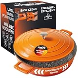 STONELINE Cocotte Bräter mit Deckel Induktion 28 cm, 4,2 L, Aluguss Topf beschichtet mit echten Steinpartikeln, Bratentopf Schmortopf mit Deckel Backofengeeignet, für alle Herdarten, Farbe: Ofenrot