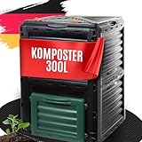 2friends Premium Garten Komposter Schnellkomposter 300L, Stabiler Kunststoff, Klappdeckel, H83xB61xT61 cm, Thermokomposter für Garten/Küchenabfälle, 100% Recycelt, EU, Model Marx