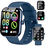 Smartwatch für Damen Herren, 1,96" HD Touchscreen Fitnessuhr mit Telefonfunktion, Smart Watch Fitness mit Herzfrequenz Schlafmonitor Schrittzähler, 113+ Sportuhr IP68 Wasserdicht für iOS Android Blau