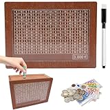 Spardose mit Zähler für 3000 Euro, Abnehmbare Markierung Holz Sparbox - Wiederverwendbare Geldkassette mit Ziel Ankreuzen