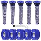 10 Stück für Dyson V8 V7 Filter,V8 V7 Ersatzteile Filter Zubehör set für Dyson,5x Vorfilter + 5x HEPA Nachfilter mit 1 Bürsten,Austausch für DY-96566101, DY-96747801
