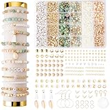 Leuyuee Natürliche Amazonit perlen für armbänder Edelstein Perlen Perlen Set Zum Auffädeln Kit Perlenset Beads für DIY armbänder selber machen Schmuck Halskette Ohrringe Kette für Erwachsene