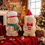 Lanpn 2 Stück Lebkuchenmann Weihnachtskissen, Lebkuchen Weihnachts Kissen Dekokissen Flauschiges Zierkissen für Geschenk Party Bett Sofa Couch Innenbereich Weihnachtsdeko Dekoration (Junge & Mädchen)