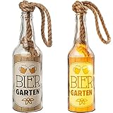 alles-meine.de GmbH Glas - Lichterflasche - 6 Stück LED Bier Garten LICHT Dekoflasche/Flasche/Bierflasche - 25 cm - Batterie betrieben - warmweiß - Flaschenlicht - Dekoli..